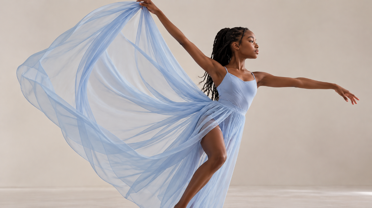 Dance Styles & Classes graceful blue chiffon dance portrait